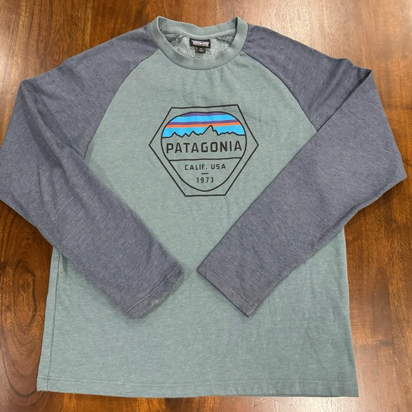 Patagonia Fitz Roy Hex Lightweight Logo Crew Sweatshirt Sweater Size Medium Mens - Picture 1 of 9